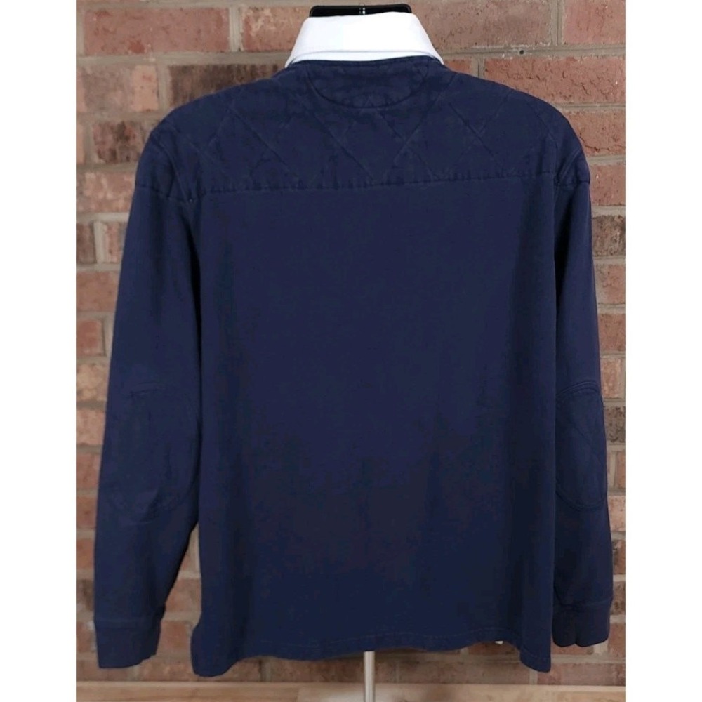 Polo Ralph Lauren Long Sleeve Blue White Rugby Shirt Custom Fit Mens Size XL - Picture 4 of 7